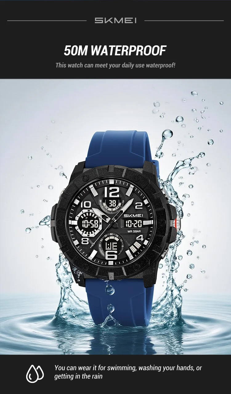 SKMEI Fashion 2Time Digital Electronics Watch Sports LED Light Quartz Watches For Men Waterproof Alarm Wristwatches Reloj Hombre