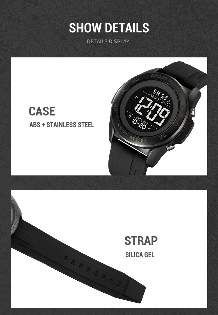 SKMEI Alarm Chrono Digital Watch Count Down Timer Military Sports Wristwatches For Men Women Waterproof Date Electronics Watches