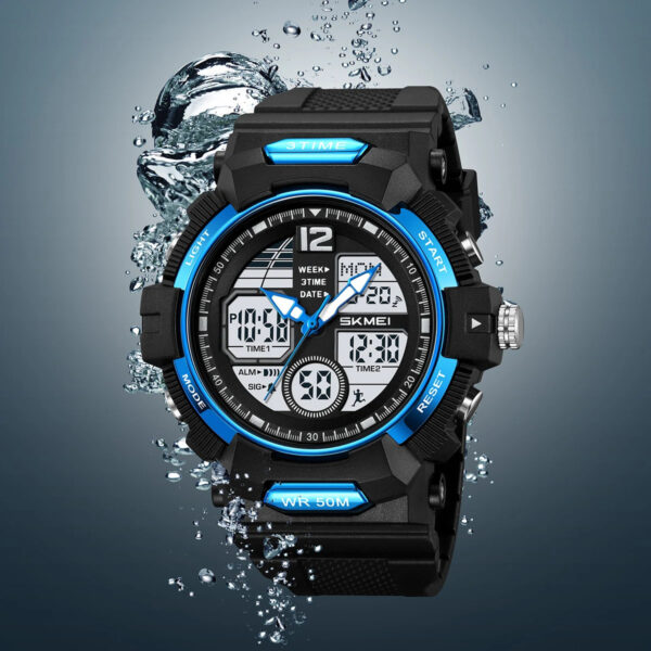 Skmei 2354 World Time Chronograph Digital Sports Watch with Alarm for Men Women (50M Waterproof) - Image 2
