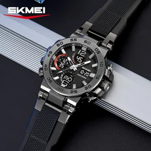 Skmei 2499 Multifunctional Digital Watch with Dual Time, 3Time Display, and LED Light for Men and Women (50M Waterproof)