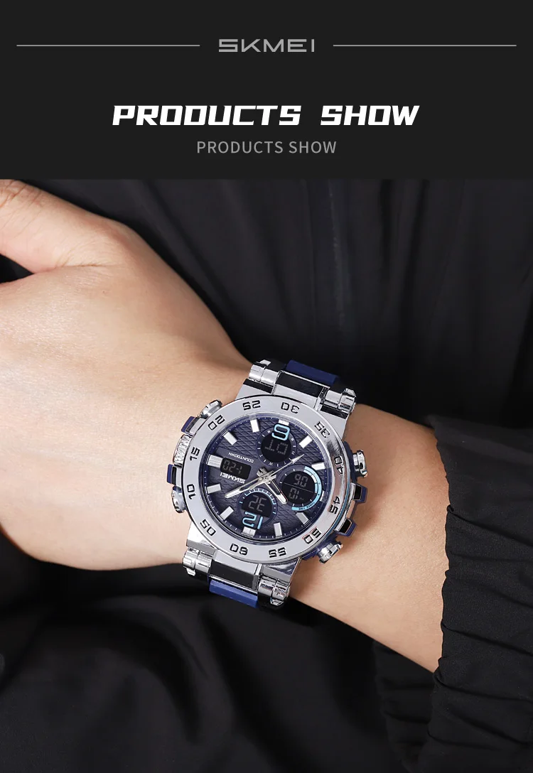 SKMEI Business Classic Dual Time Display Digital Watches Luminous Quartz Watch For Men Women Fashion 3Time Waterproof Wristwatch