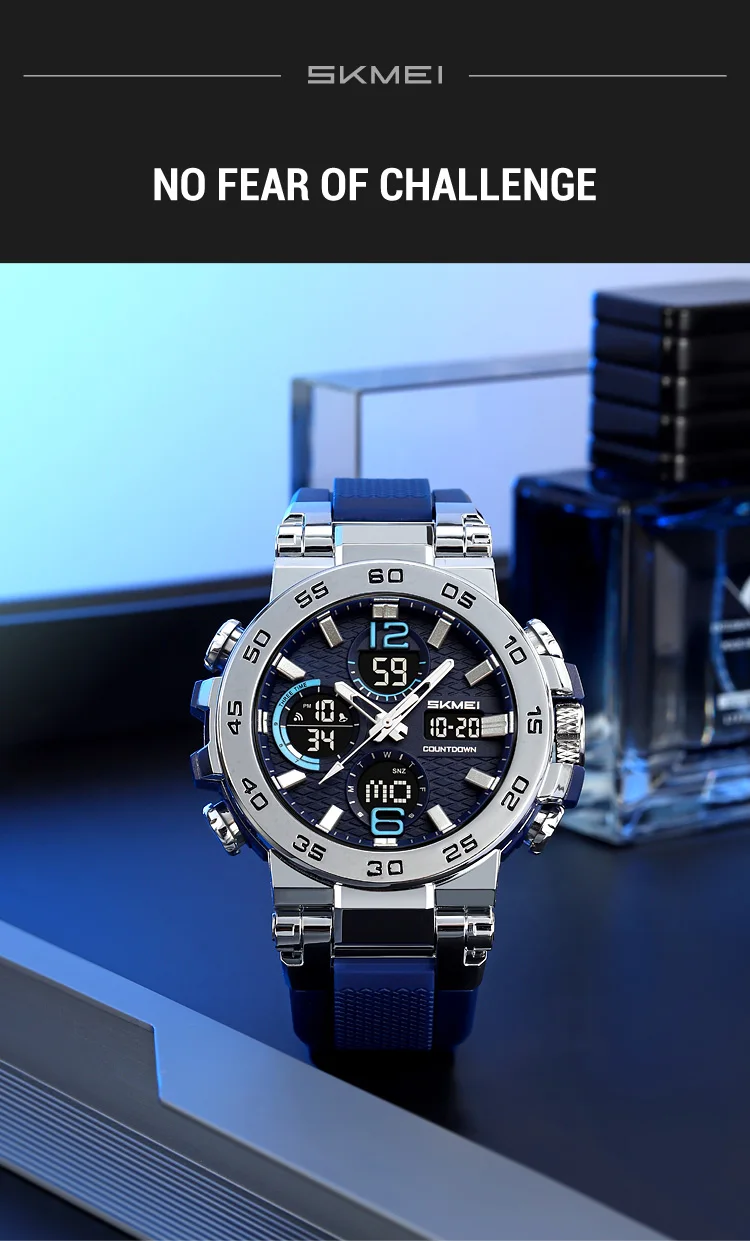 SKMEI Business Classic Dual Time Display Digital Watches Luminous Quartz Watch For Men Women Fashion 3Time Waterproof Wristwatch