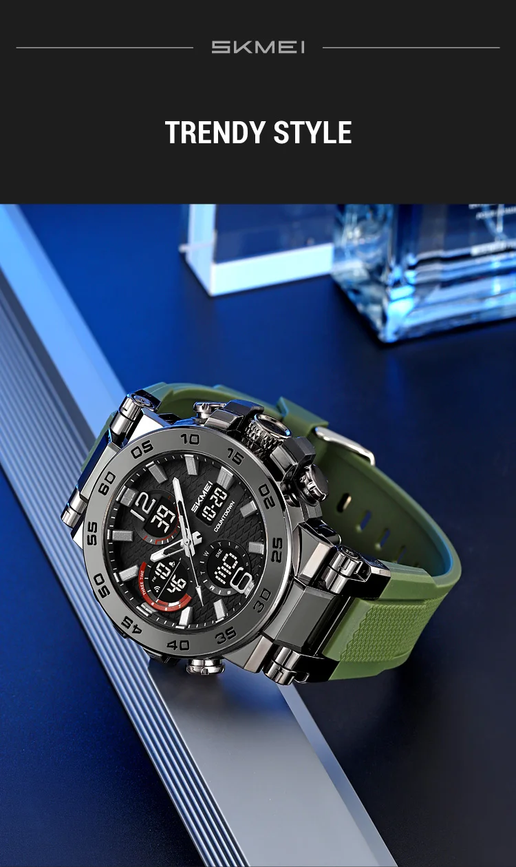 SKMEI Business Classic Dual Time Display Digital Watches Luminous Quartz Watch For Men Women Fashion 3Time Waterproof Wristwatch