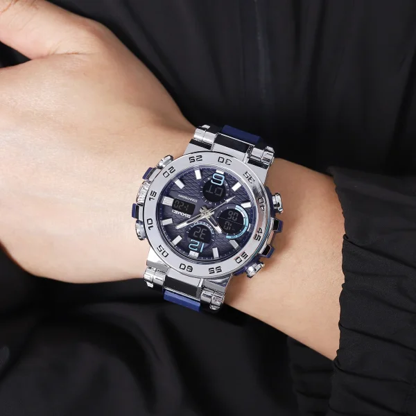Skmei 2499 Multifunctional Digital Watch with Dual Time, 3Time Display, and LED Light for Men and Women (50M Waterproof) - Image 3