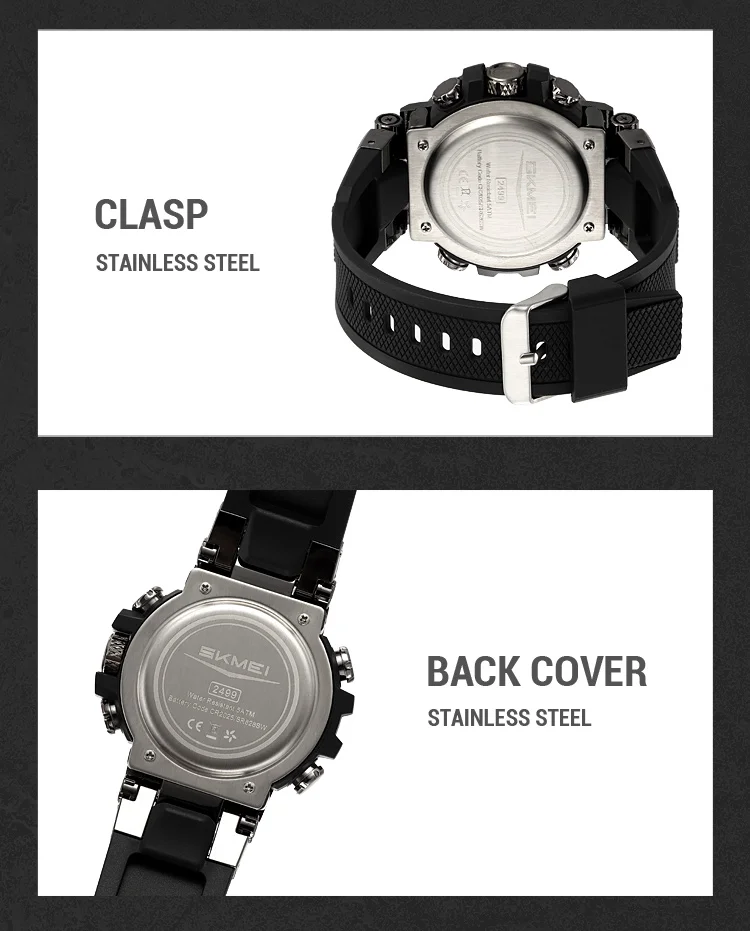 SKMEI Business Classic Dual Time Display Digital Watches Luminous Quartz Watch For Men Women Fashion 3Time Waterproof Wristwatch