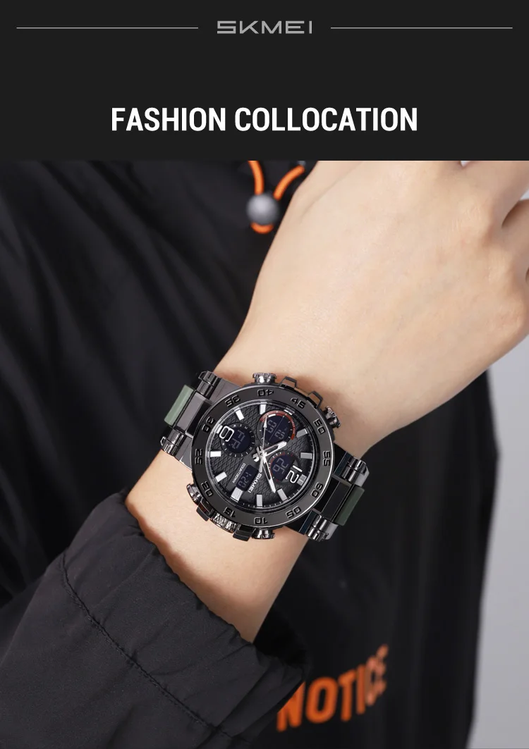 SKMEI Business Classic Dual Time Display Digital Watches Luminous Quartz Watch For Men Women Fashion 3Time Waterproof Wristwatch