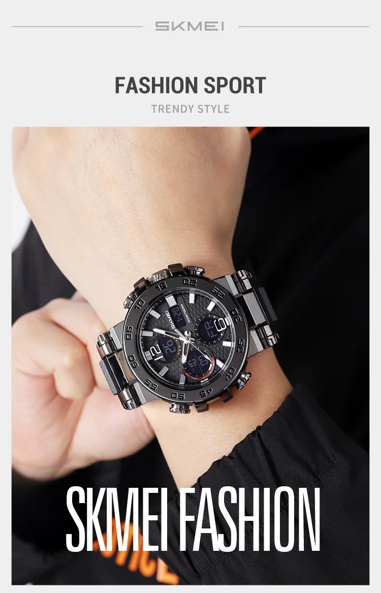 SKMEI Business Classic Dual Time Display Digital Watches Luminous Quartz Watch For Men Women Fashion 3Time Waterproof Wristwatch