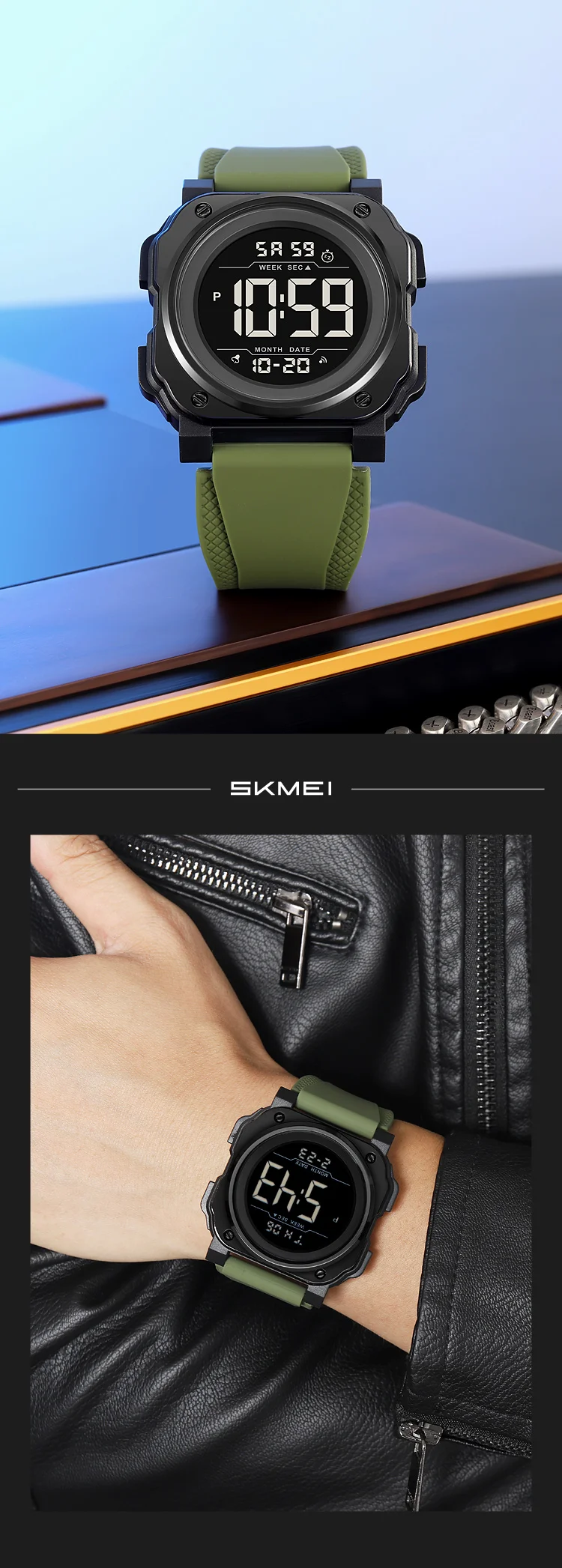 SKMEI Large Dial Chrono Sports Digital Watches For Men Women Fashion Chrono Countdown Alarm Electronics Wristwatch reloj hombre