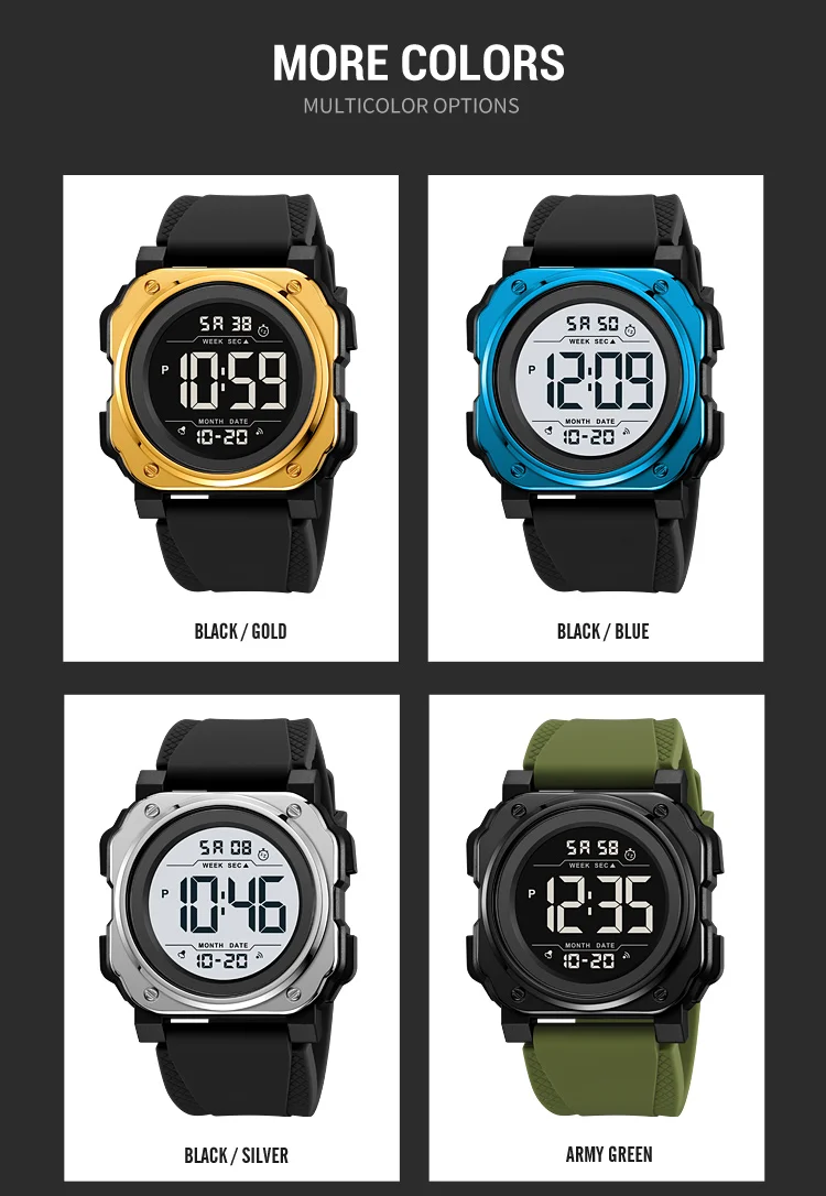 SKMEI Large Dial Chrono Sports Digital Watches For Men Women Fashion Chrono Countdown Alarm Electronics Wristwatch reloj hombre