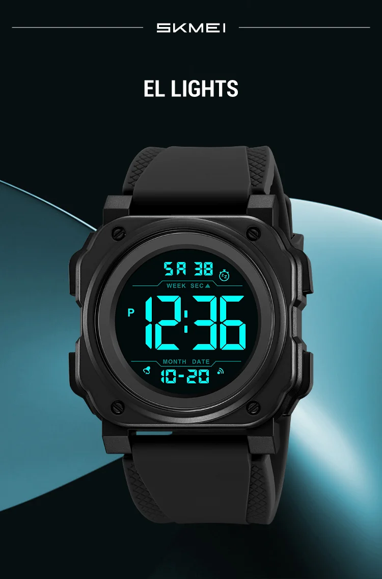 SKMEI Large Dial Chrono Sports Digital Watches For Men Women Fashion Chrono Countdown Alarm Electronics Wristwatch reloj hombre