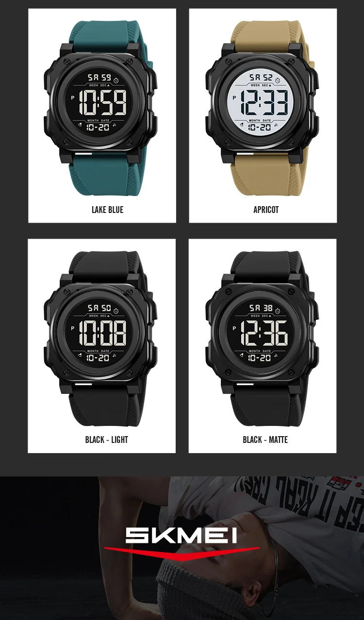 SKMEI Large Dial Chrono Sports Digital Watches For Men Women Fashion Chrono Countdown Alarm Electronics Wristwatch reloj hombre