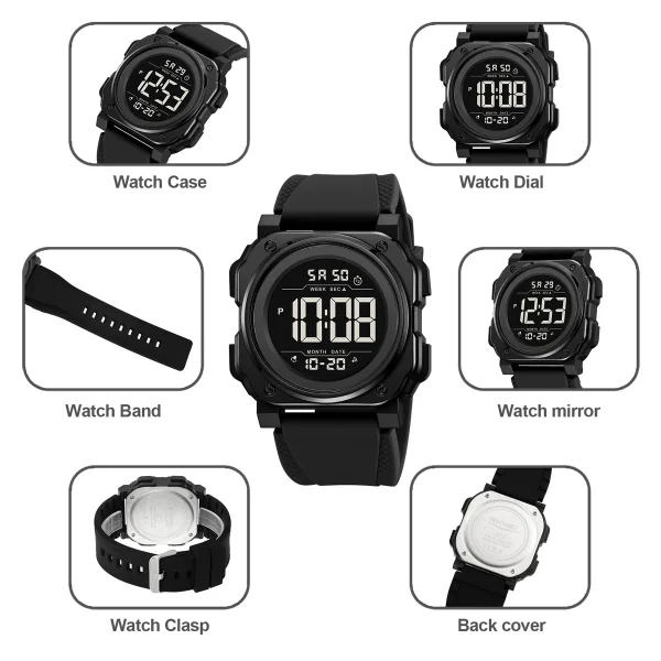 Skmei 2511 Large Digital Chronograph Sports Watch for Men and Women with Countdown Alarm (50M Waterproof) - Image 4