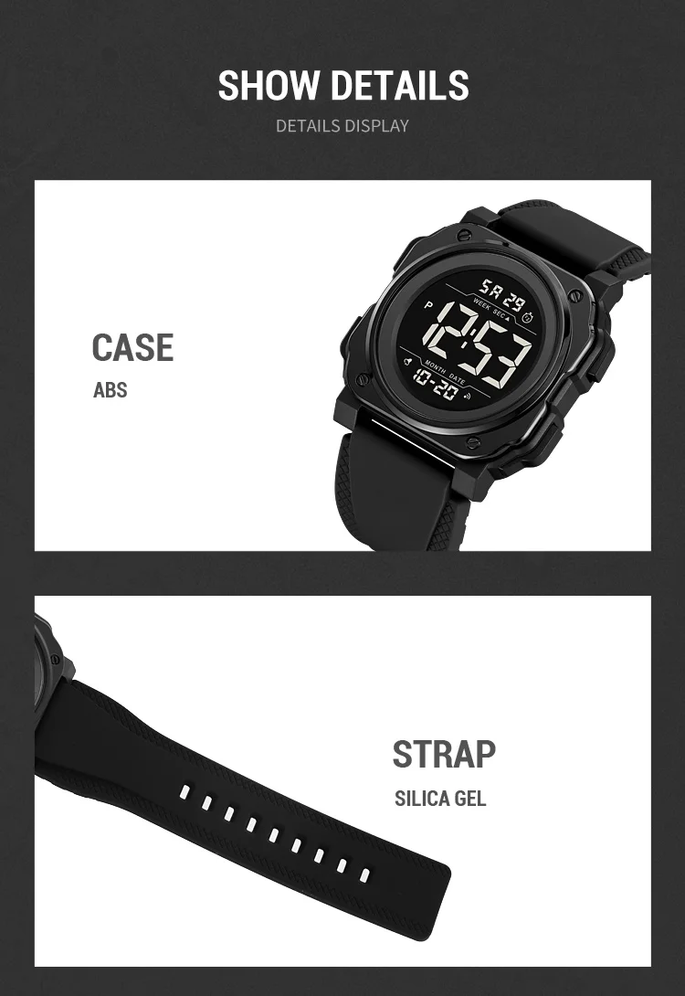 SKMEI Large Dial Chrono Sports Digital Watches For Men Women Fashion Chrono Countdown Alarm Electronics Wristwatch reloj hombre