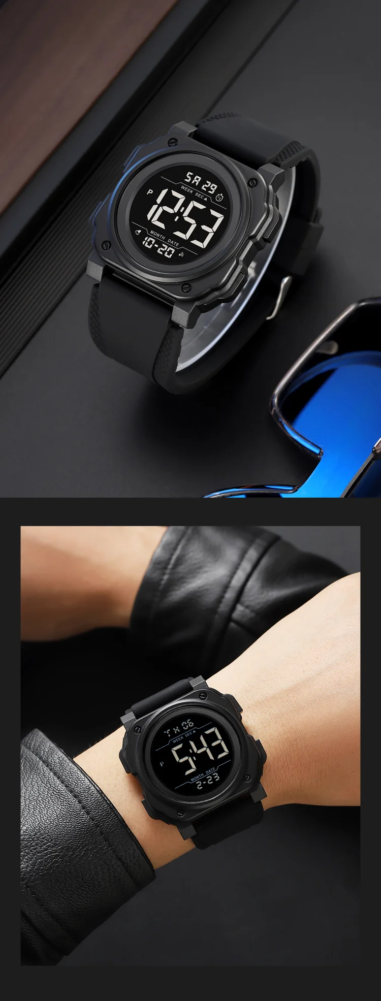 SKMEI Large Dial Chrono Sports Digital Watches For Men Women Fashion Chrono Countdown Alarm Electronics Wristwatch reloj hombre