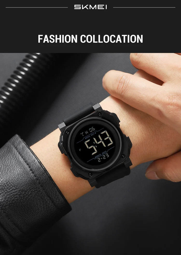SKMEI Large Dial Chrono Sports Digital Watches For Men Women Fashion Chrono Countdown Alarm Electronics Wristwatch reloj hombre