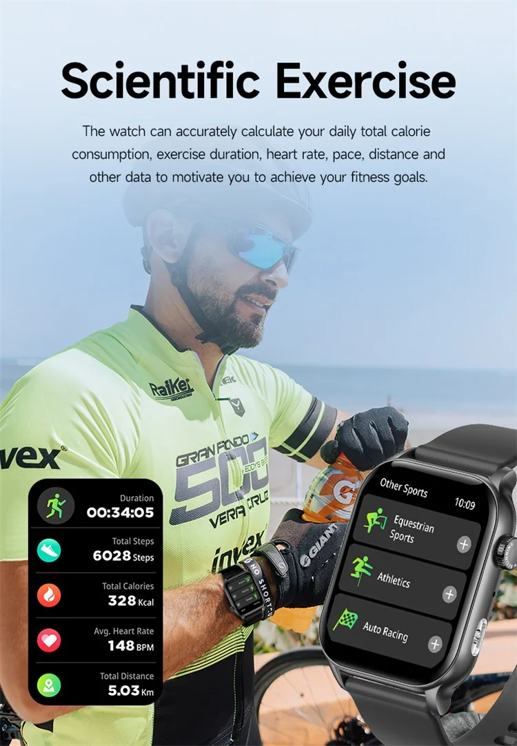 SKMEI 1.952 inch AMOLED Smartwatches Voice Assistant Sports Smart Watch For Men Women IP67 Waterproof Wristwatch For Android IOS