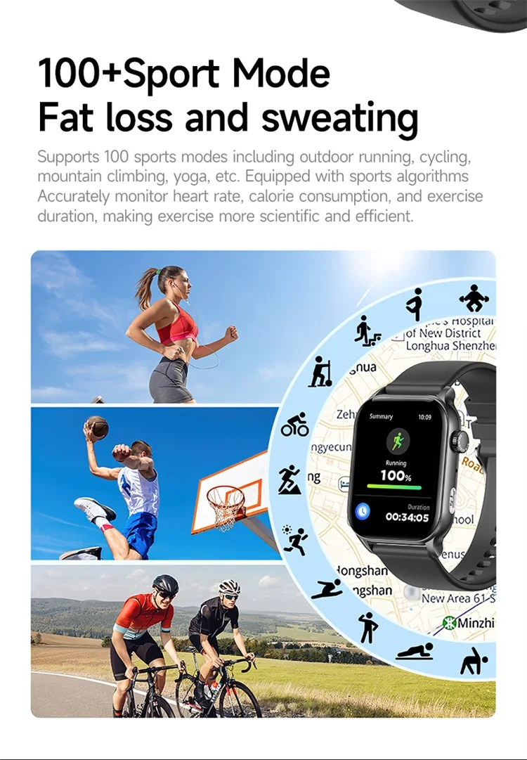 SKMEI 1.952 inch AMOLED Smartwatches Voice Assistant Sports Smart Watch For Men Women IP67 Waterproof Wristwatch For Android IOS