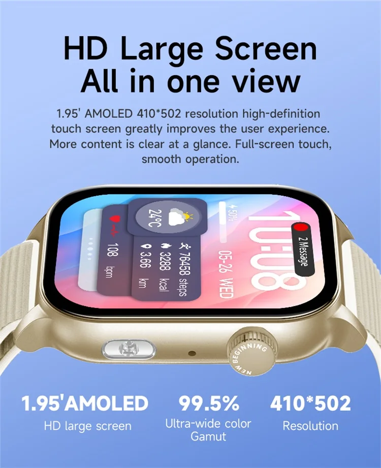 SKMEI 1.952 inch AMOLED Smartwatches Voice Assistant Sports Smart Watch For Men Women IP67 Waterproof Wristwatch For Android IOS