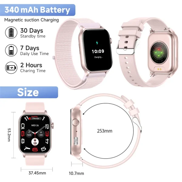 SKMEI 1952 1.95" AMOLED Smart Watch with Voice Assistant, Health Monitoring for Men Women (IP67 Waterproof) - Image 6