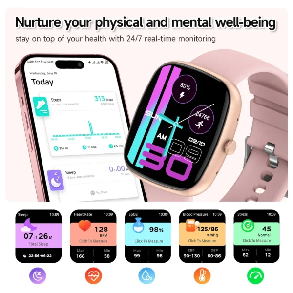 SKMEI 1.83" Military Smartwatch with Heart Rate Monitor, Bluetooth Calls, 130+ Sports Modes for Android iOS (IP67 Waterproof) - Image 3