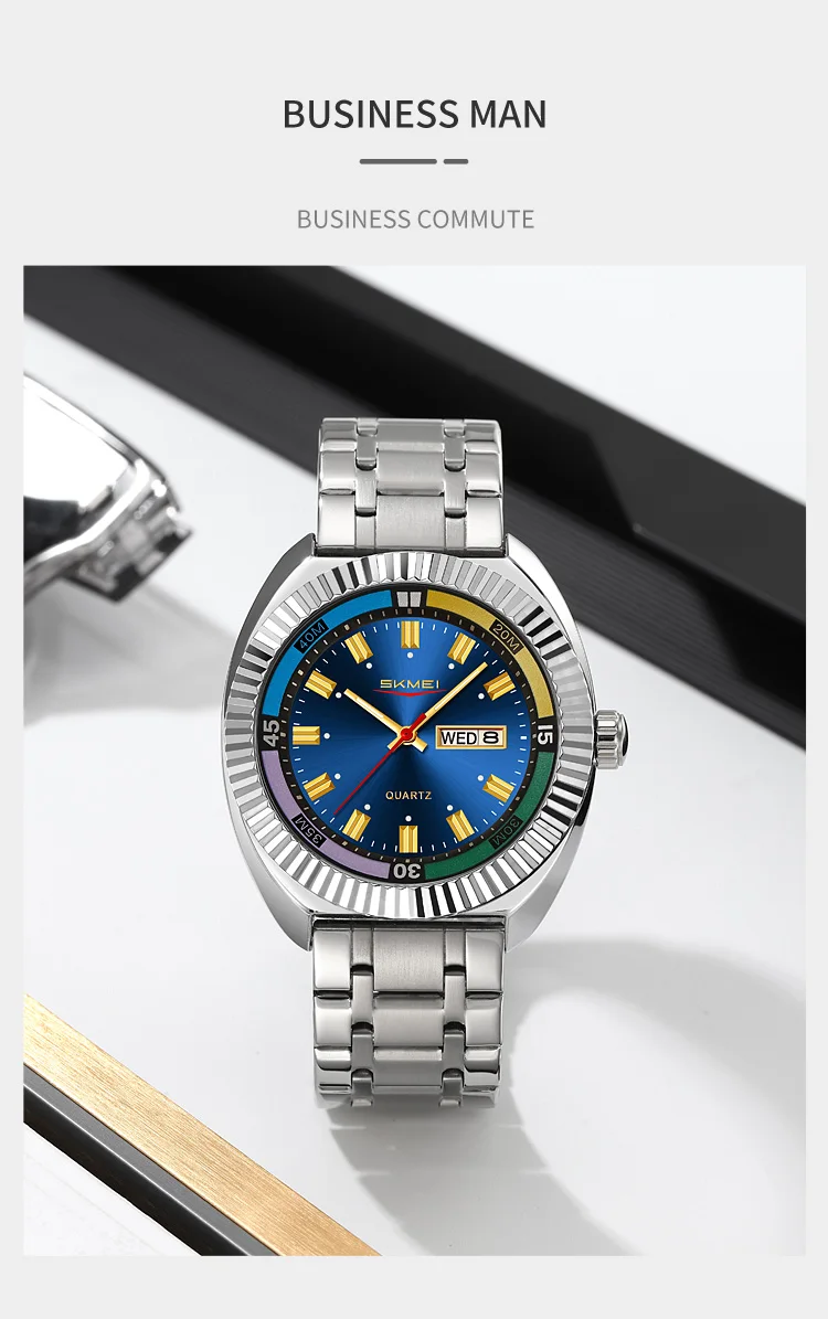 SKMEI Business Luxury Luminous Pointer Quartz Movement Watches Fashion Design Waterproof Time Week Date Wristwatch For Men Women