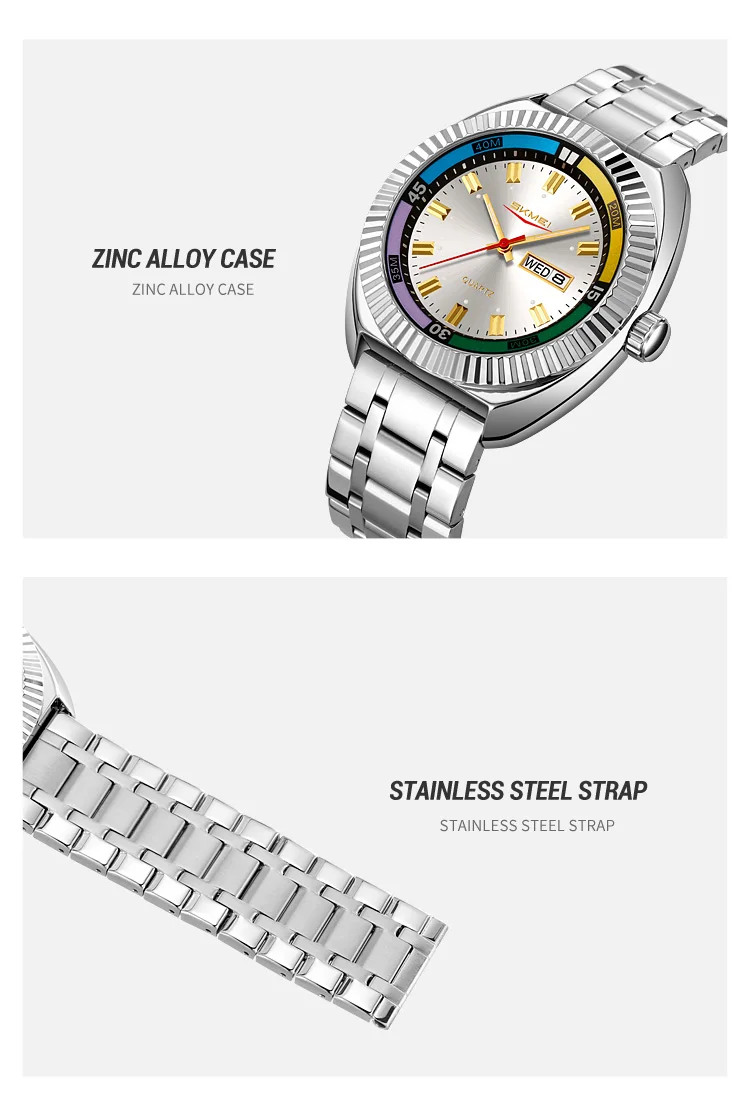 SKMEI Business Luxury Luminous Pointer Quartz Movement Watches Fashion Design Waterproof Time Week Date Wristwatch For Men Women