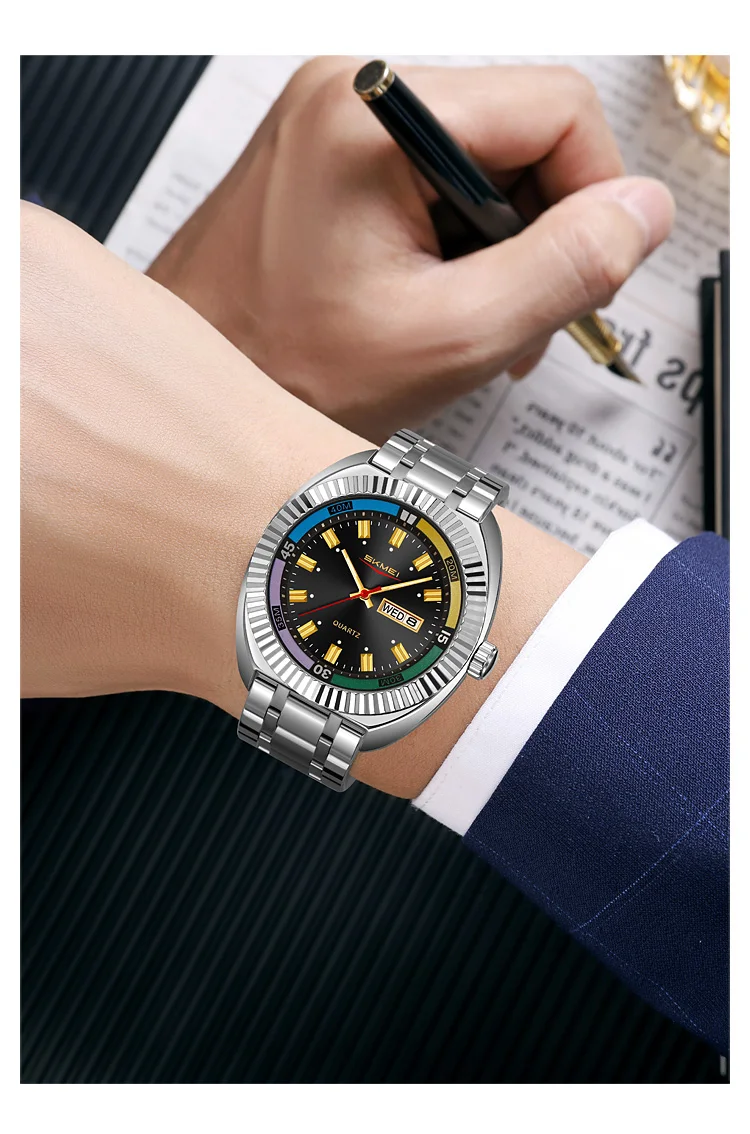 SKMEI Business Luxury Luminous Pointer Quartz Movement Watches Fashion Design Waterproof Time Week Date Wristwatch For Men Women
