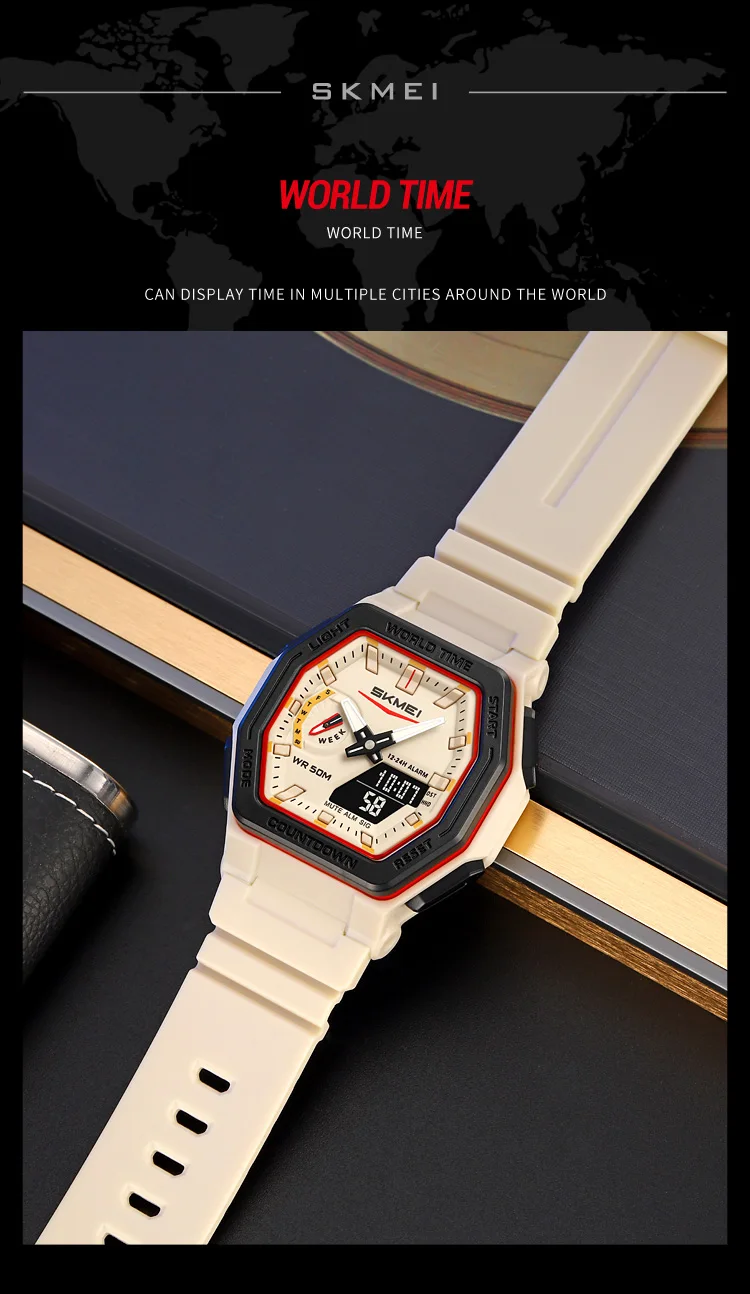 SKMEI Luminous Display Digital Electronics Watch Sports 5 Alarm Quartz Watches For Men Women Waterproof World Time Wristwatches