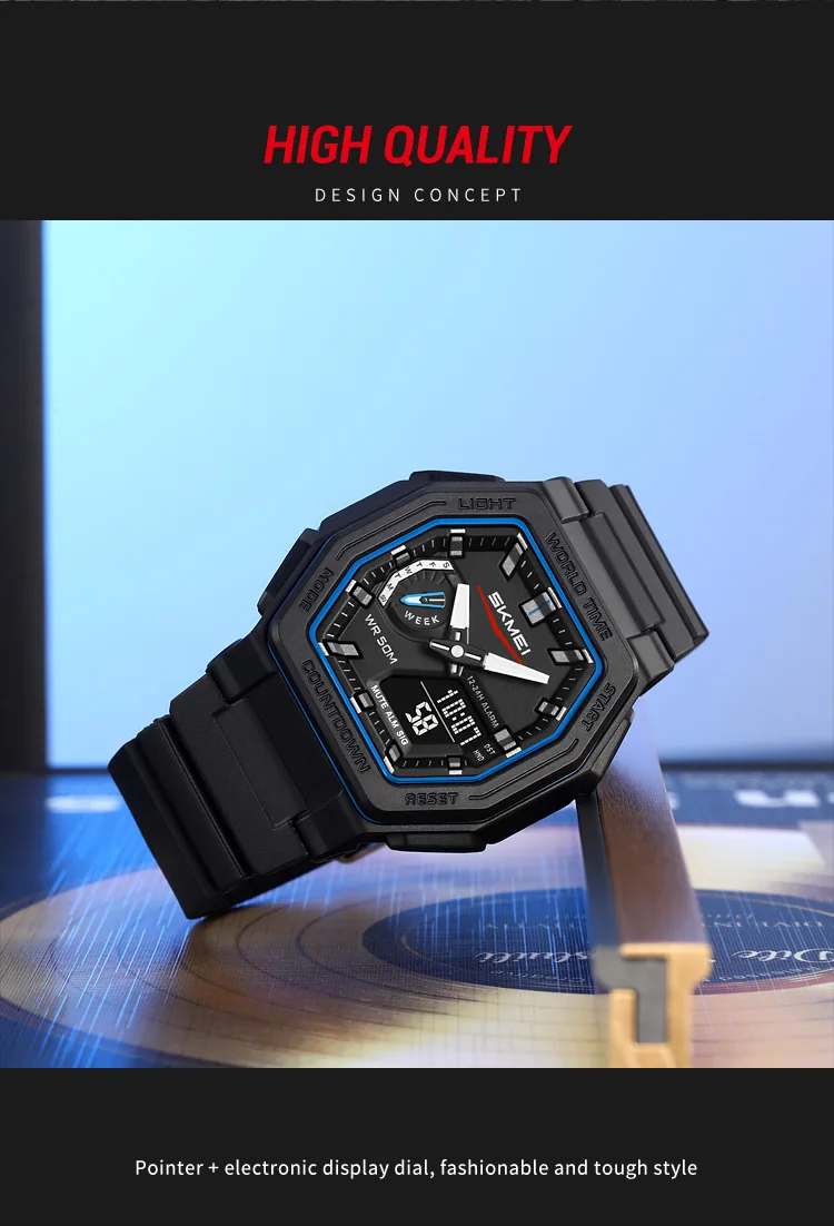 SKMEI Luminous Display Digital Electronics Watch Sports 5 Alarm Quartz Watches For Men Women Waterproof World Time Wristwatches