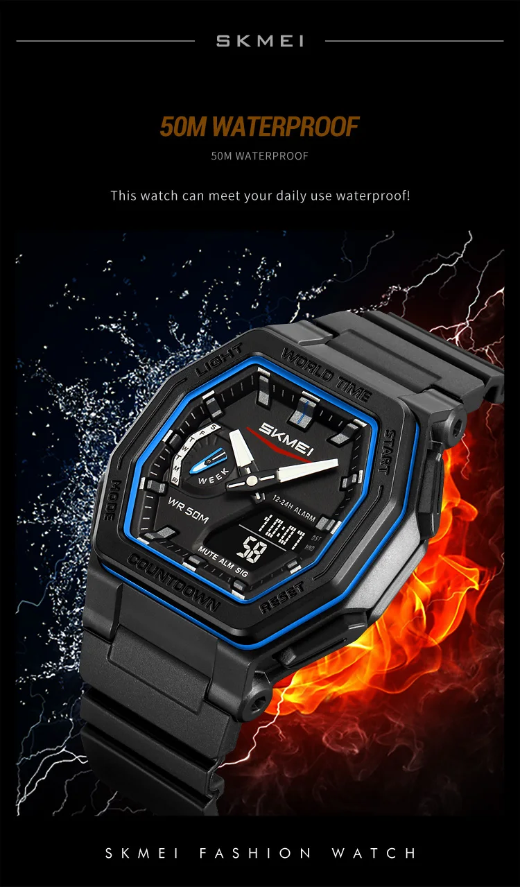SKMEI Luminous Display Digital Electronics Watch Sports 5 Alarm Quartz Watches For Men Women Waterproof World Time Wristwatches