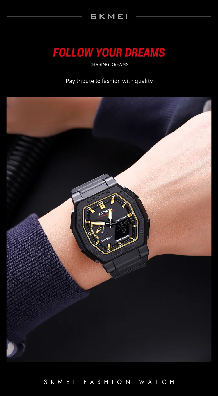 SKMEI Luminous Display Digital Electronics Watch Sports 5 Alarm Quartz Watches For Men Women Waterproof World Time Wristwatches