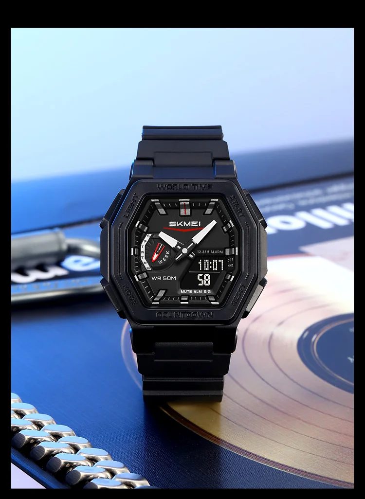SKMEI Luminous Display Digital Electronics Watch Sports 5 Alarm Quartz Watches For Men Women Waterproof World Time Wristwatches