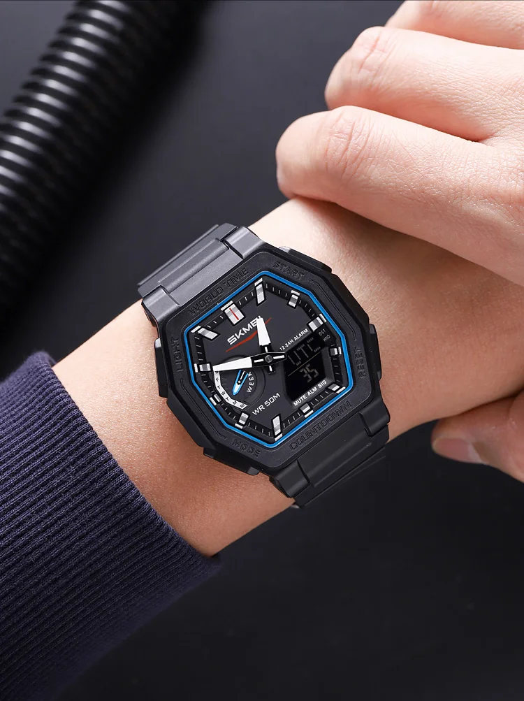 SKMEI Luminous Display Digital Electronics Watch Sports 5 Alarm Quartz Watches For Men Women Waterproof World Time Wristwatches