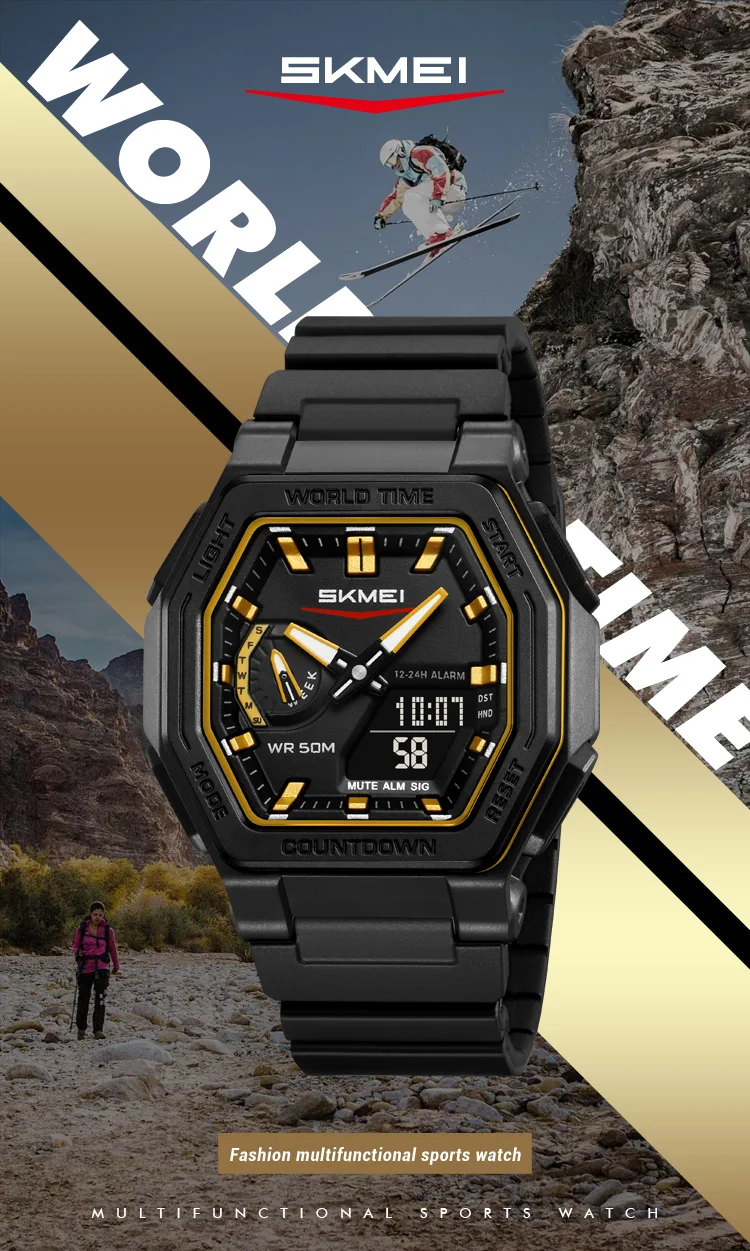 SKMEI Luminous Display Digital Electronics Watch Sports 5 Alarm Quartz Watches For Men Women Waterproof World Time Wristwatches