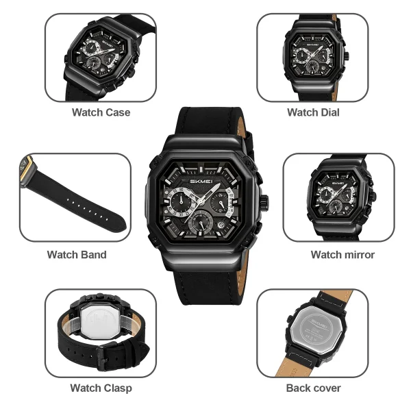 Skmei 2518 Quartz Chronograph Watch with Date for Men and Women (30M Waterproof) - Image 5