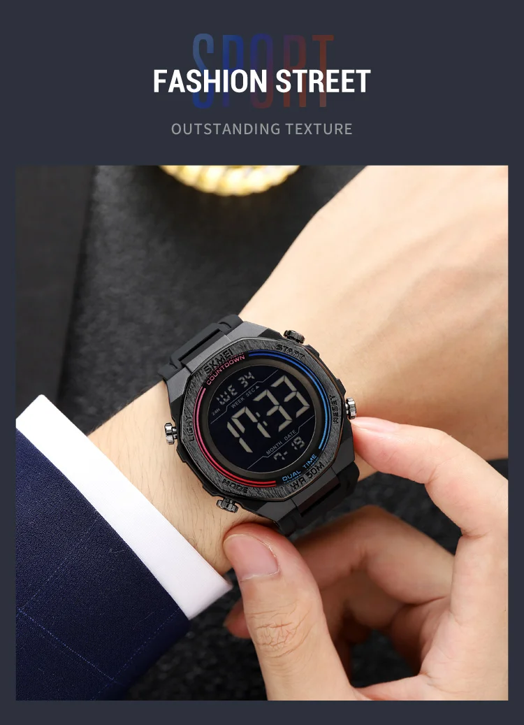 SKMEI Fashion Sports Digital Electronics Watch For Men Women Count Down Watch Male Alarm Waterproof Wristwatch Relogio Masculino