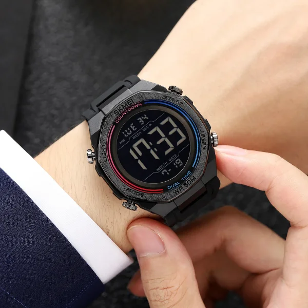 Skmei 2513 Multifunctional Digital Sports Watch with Dual Time and Countdown Timer for Men and Women (50M Waterproof) - Image 3
