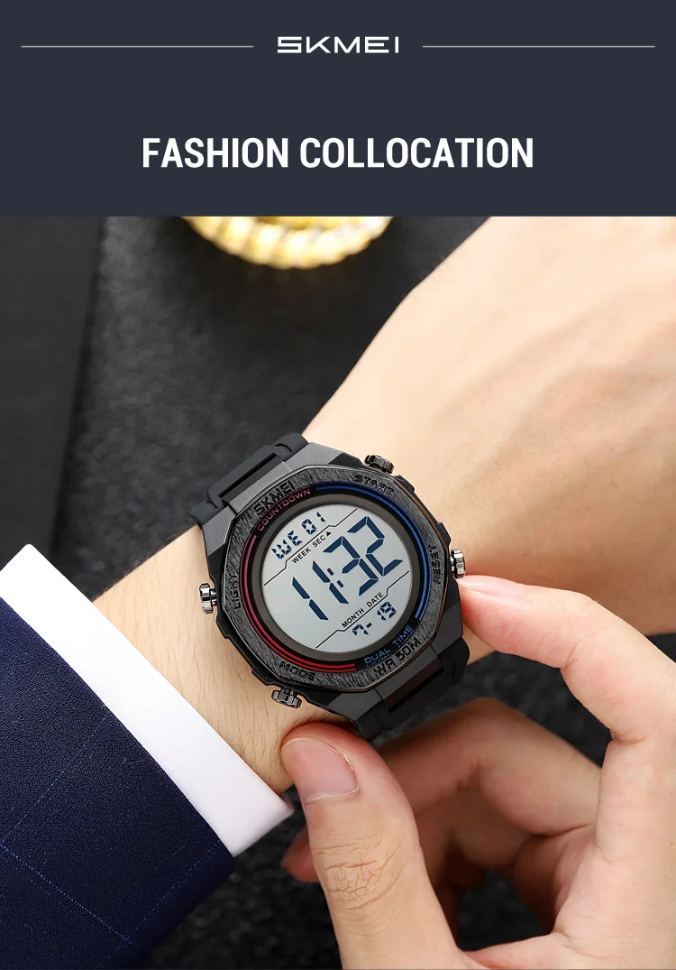 SKMEI Fashion Sports Digital Electronics Watch For Men Women Count Down Watch Male Alarm Waterproof Wristwatch Relogio Masculino