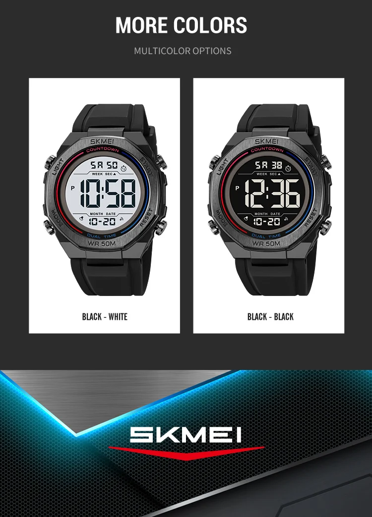 SKMEI Fashion Sports Digital Electronics Watch For Men Women Count Down Watch Male Alarm Waterproof Wristwatch Relogio Masculino