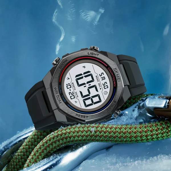Skmei 2513 Multifunctional Digital Sports Watch with Dual Time and Countdown Timer for Men and Women (50M Waterproof) - Image 2