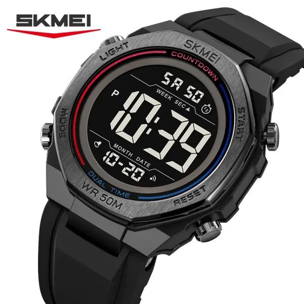 Skmei 2513 Multifunctional Digital Sports Watch with Dual Time and Countdown Timer for Men and Women (50M Waterproof)