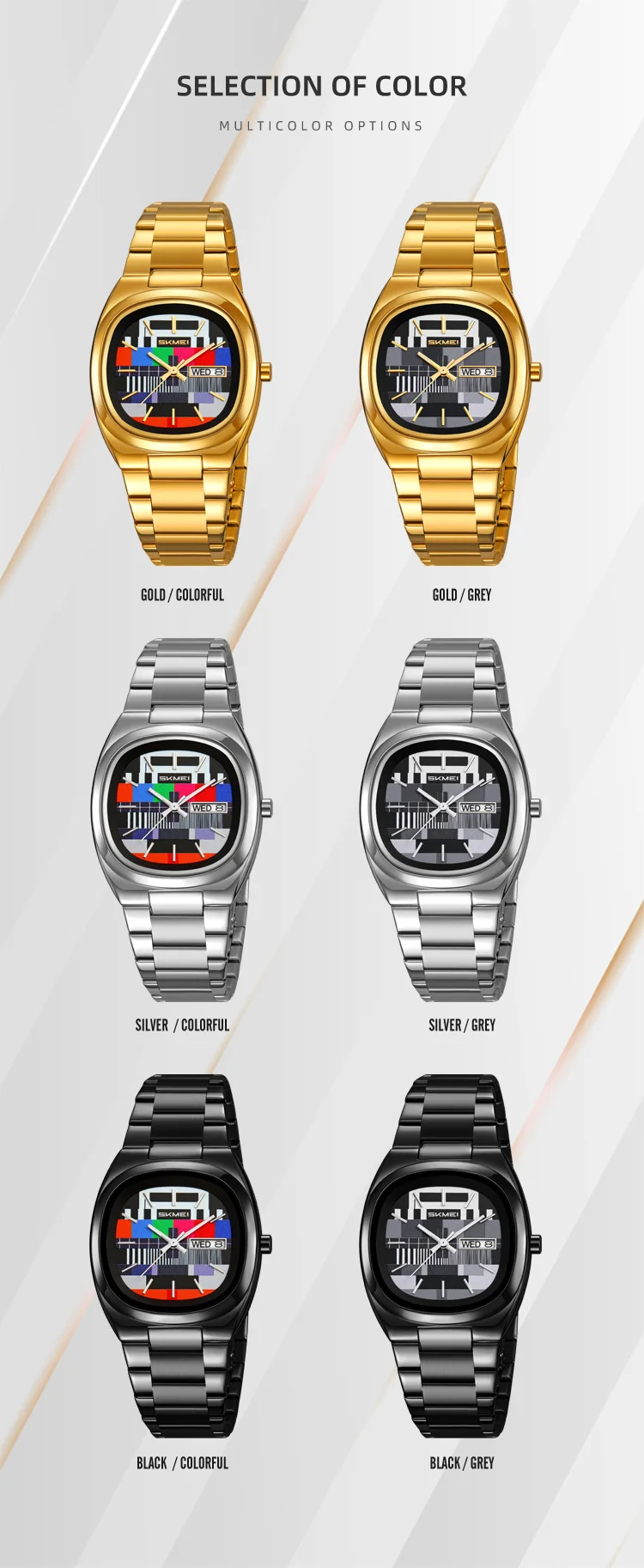 SKMEI Creative Retro Quartz Movement Watches Fashion Design Waterproof Week Date Wristwatch For Men Women Business Sports Watch