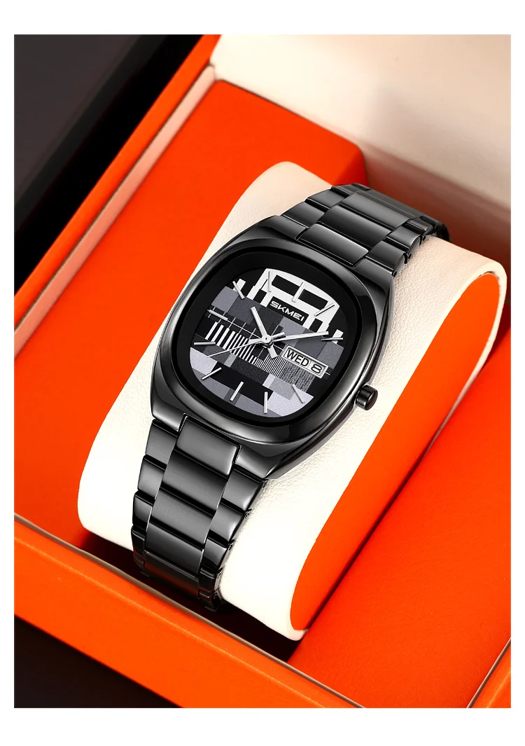 SKMEI Creative Retro Quartz Movement Watches Fashion Design Waterproof Week Date Wristwatch For Men Women Business Sports Watch
