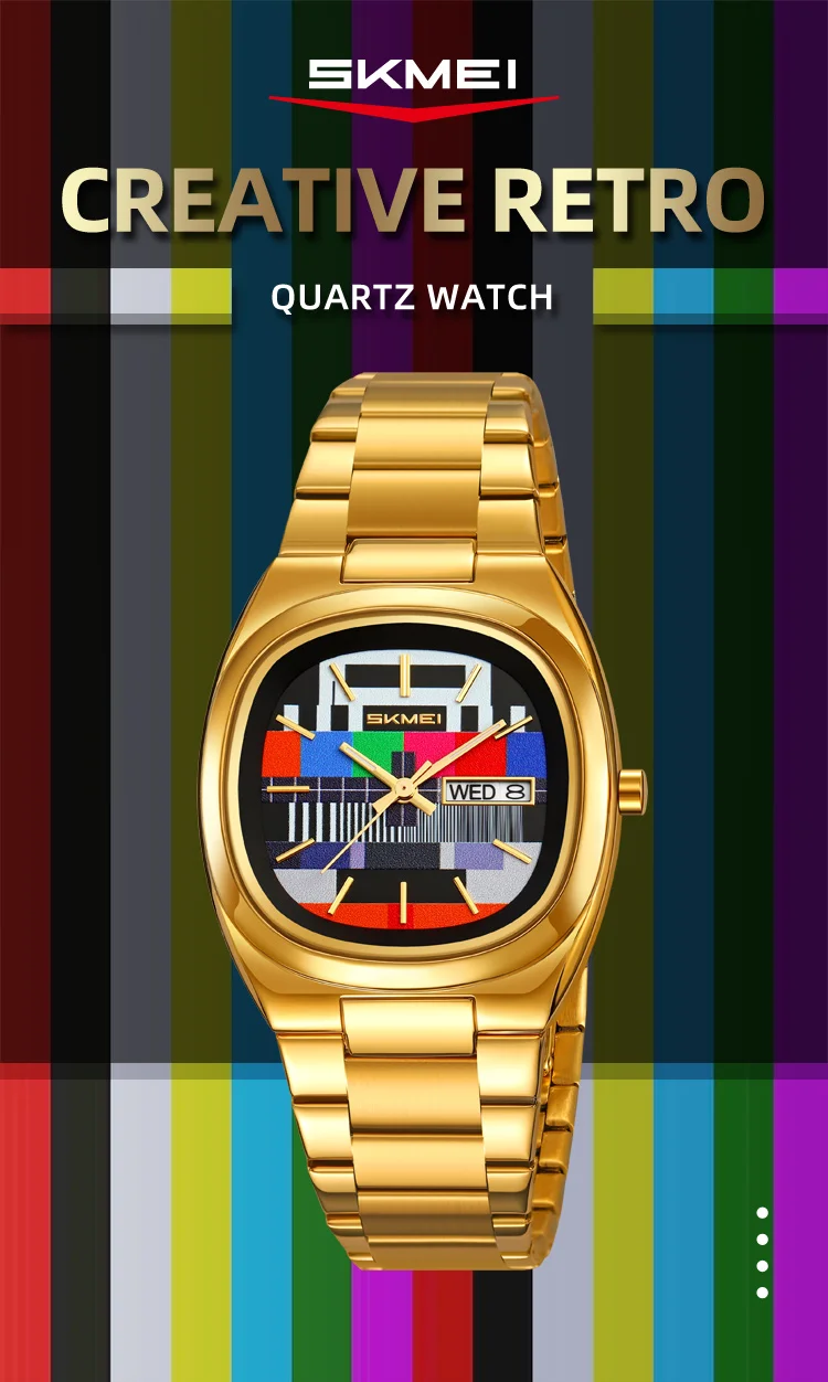 SKMEI Creative Retro Quartz Movement Watches Fashion Design Waterproof Week Date Wristwatch For Men Women Business Sports Watch