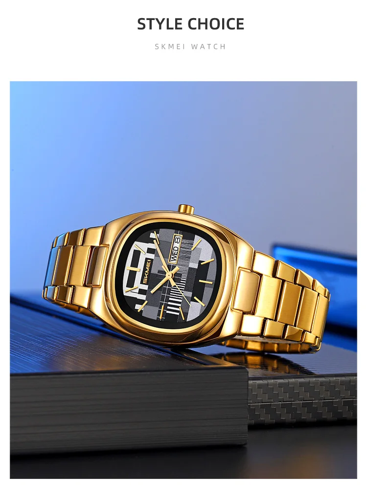 SKMEI Creative Retro Quartz Movement Watches Fashion Design Waterproof Week Date Wristwatch For Men Women Business Sports Watch