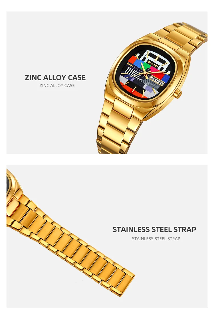 SKMEI Creative Retro Quartz Movement Watches Fashion Design Waterproof Week Date Wristwatch For Men Women Business Sports Watch