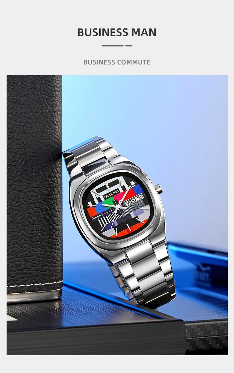 SKMEI Creative Retro Quartz Movement Watches Fashion Design Waterproof Week Date Wristwatch For Men Women Business Sports Watch