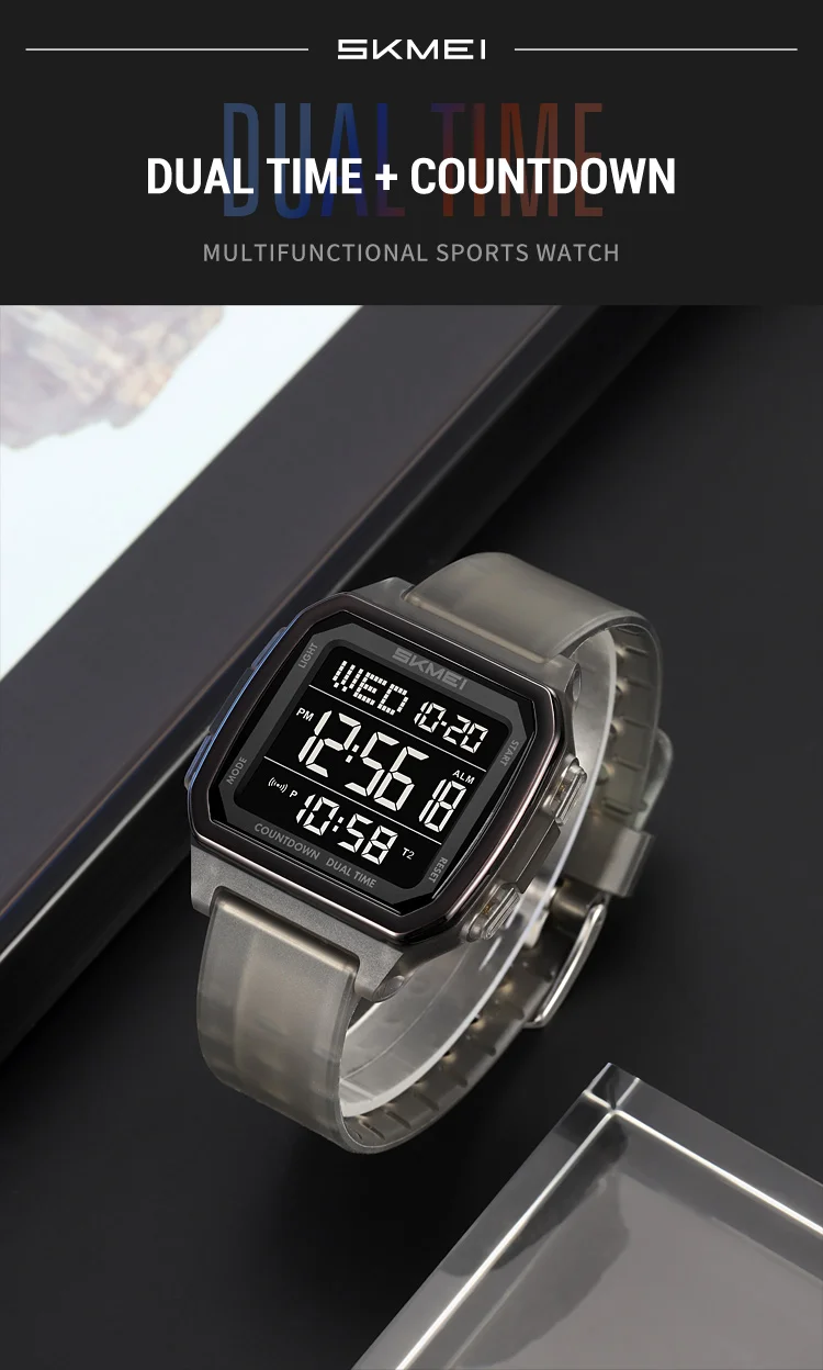 SKMEI Large Dial Digital Electronics Watches For Men Women Students Fashion Chrono Count Down 5 Alarm Wristwatches reloj hombre
