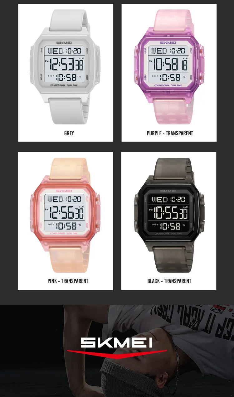 SKMEI Large Dial Digital Electronics Watches For Men Women Students Fashion Chrono Count Down 5 Alarm Wristwatches reloj hombre