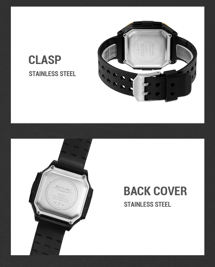 SKMEI Large Dial Digital Electronics Watches For Men Women Students Fashion Chrono Count Down 5 Alarm Wristwatches reloj hombre